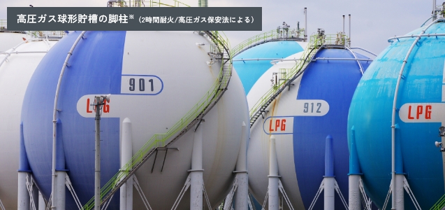 高圧ガス球形貯槽の脚柱※（2時間耐火/高圧ガス保安法による）